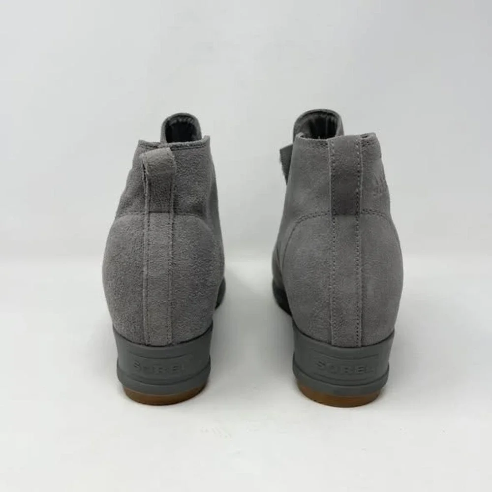 Sorel Evie Low Wedge Snow Bootie Womens 11 Gray Leather Pull On Casual READ‎